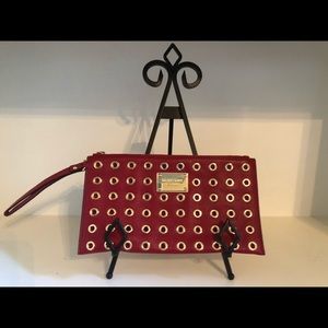 Michael Kors Red Leather Wristlet w/ Gold Accents